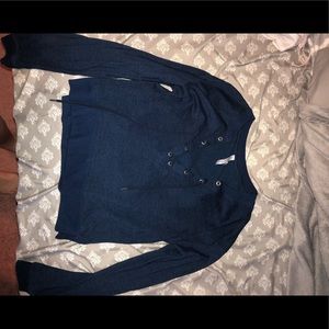 Long sleeve crop top with lace up in front